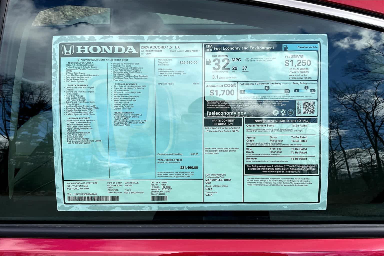 2024 Honda Accord EX - Photo 17